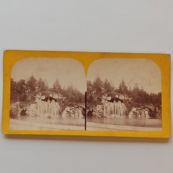 ANTIQUE Stereograph Card Bois de Boulogne the Grand Cascade - Picture 1 of 3